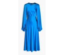 Koda cape-effect silk-satin midi dress - Blue