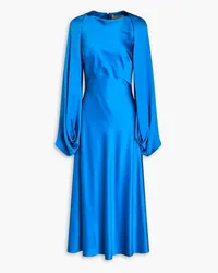 Roksanda Ilincic Koda cape-effect silk-satin midi dress - Blue Blue