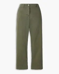 Nili Lotan Tomboy cotton-blend twill straight-leg pants - Green Green