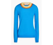 Color-block wool sweater - Blue