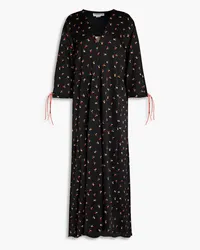 Victoria Beckham Floral-print satin-crepe midi dress - Black Black