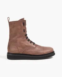 Gentryportofino Pebbled-leather combat boots - Neutral Neutral