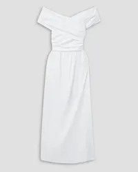 Altuzarra Corfu off-the-shoulder ruched cotton-blend poplin maxi dress - White White