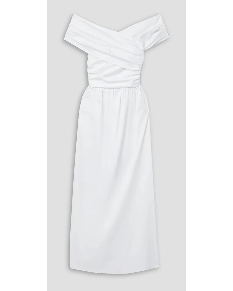 Altuzarra Corfu off-the-shoulder ruched cotton-blend poplin maxi dress - White White