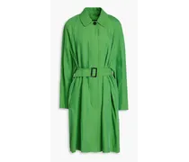 Belted cupro-blend twill coat - Green