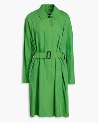 Emporio Armani Belted cupro-blend twill coat - Green Green