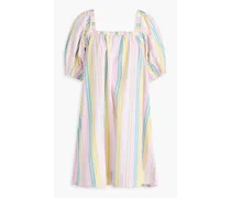 Striped cotton-poplin mini dress - Pink