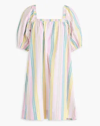 Ganni Striped cotton-poplin mini dress - Pink Pink