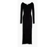 Arina lace-up ribbed-knit midi dress - Black
