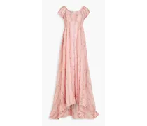 Gilvery ruched floral-print chiffon maxi dress - Pink