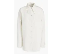 Striped twill shirt - White