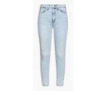 Nina cropped faded high-rise skinny jeans - Blue