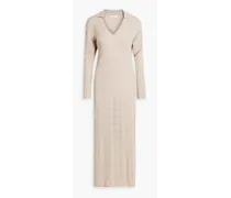 Pointelle-knit cotton and silk-blend maxi dress - Neutral