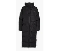 Logo-print quilted shell coat - Black