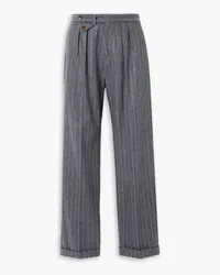 Fortela Jem pleated pinstriped wool straight-leg pants - Gray Gray