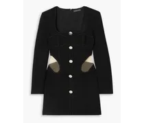 Tulle-paneled wool-crepe mini dress - Black