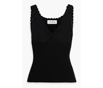 Sia crochet-trimmed ribbed cotton-blend top - Black