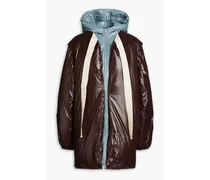 Convertible shell hooded down coat - Brown