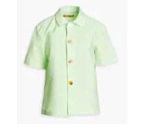 Button-embellished crinkled taffeta shirt - Green