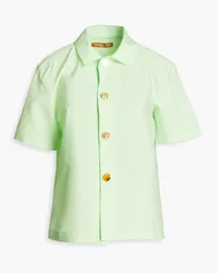 REJINA PYO Button-embellished crinkled taffeta shirt - Green Green