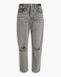 Frame Denim Le Original cropped distressed mid-rise straight-leg jeans - Gray Gray