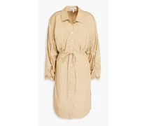 Cutout cotton-poplin mini shirt dress - Neutral