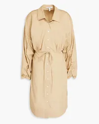 Derek Lam Cutout cotton-poplin mini shirt dress - Neutral Neutral