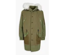 Ripstop-paneled cotton-canvas hooded parka - Green