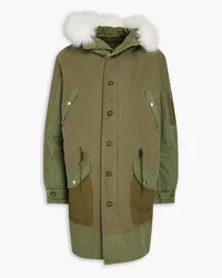 John Elliott + Co Ripstop-paneled cotton-canvas hooded parka - Green Green