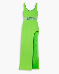 David Koma Embellished cutout stretch-cady gown - Green Green