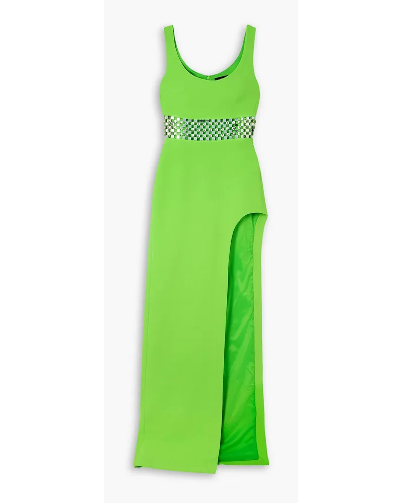 David Koma Embellished cutout stretch-cady gown - Green Green