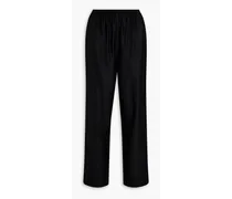 Wool and silk-blend tapered pants - Black