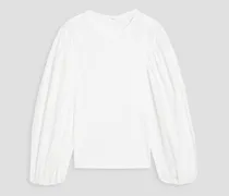 A C. - Bella gathered poplin-paneled cotton-jersey top - White