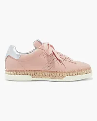 TOD'S Perforated smooth and metallic leather sneakers - Pink Pink