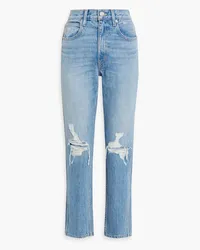 SLVRLAKE Virginia distressed high-rise slim-leg jeans - Blue Blue