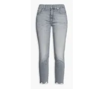 Roxanne faded mid-rise slim-leg jeans - Gray