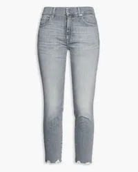 7 for all mankind Roxanne faded mid-rise slim-leg jeans - Gray Gray