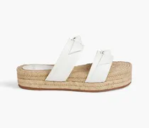 Clarita bow-embellished leather platform espadrille sandals - White