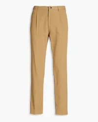 Slowear Incotex pleated cotton and linen-blend twill chinos - Neutral Neutral