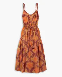 Ulla Johnson Valentina belted tie-dyed cotton-poplin midi dress - Orange Orange