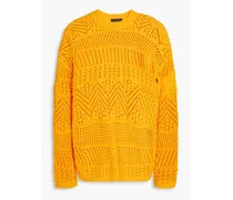 Renee open-knit cotton-blend sweater - Yellow