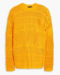 Rag & Bone Renee open-knit cotton-blend sweater - Yellow Yellow