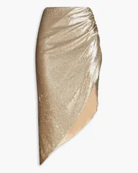 NICHOLAS Elisa asymmetric sequined stretch-knit skirt - Metallic Metallic