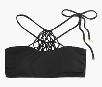 Macramé-trimmed bandeau bikini top - Black