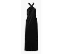 Evelyn cutout satin halterneck maxi dress - Black