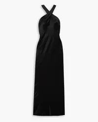 GALVAN Evelyn cutout satin halterneck maxi dress - Black Black