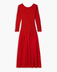 Mara Hoffman Mereba cotton-poplin and popcorn jersey midi dress - Red Red