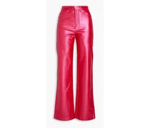 Faux leather straight-leg pants - Pink