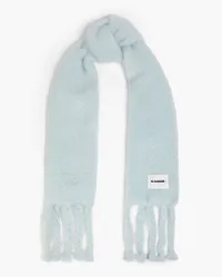 Jil Sander Fringed brushed mohair-blend scarf - Blue Blue