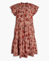 Ulla Johnson Kasim gathered floral-print cotton-blend dress - Brown Brown